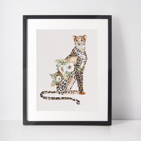 Cheetah Watercolor Illustration Wall Art Print Poster Unframed - Picture 3 of 16
